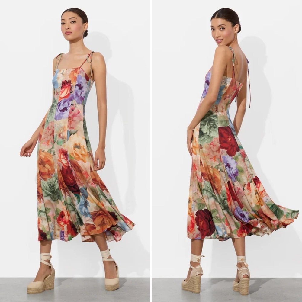 Alice + Olivia Multicolor Floral Midi Dress - Picture 2 of 13